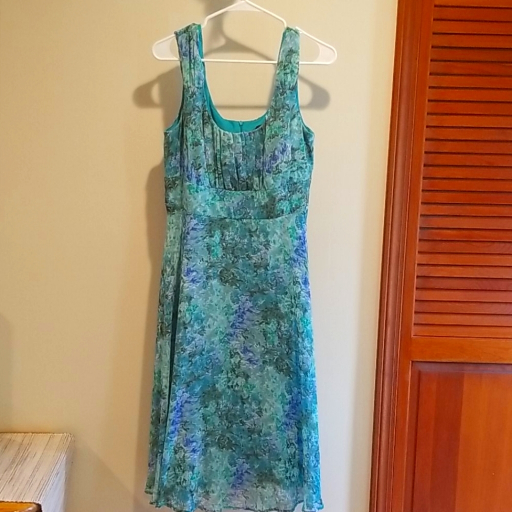 Green & Blue Chiffon Party Dress